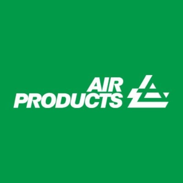 White text "AIR PRODUCTS" with a stylized logo on a vibrant green background.